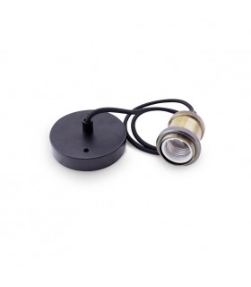 Portalámparas Colgante Latón 1xE27 Cable Negro