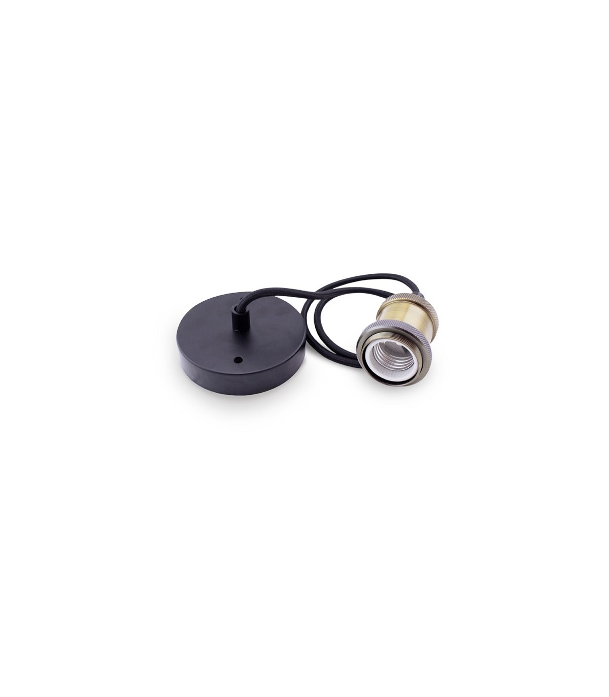 Portalámparas Colgante Latón 1xE27 Cable Negro