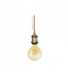 Portalámparas Colgante Latón 1xE27 Cable Trenzado Dorado