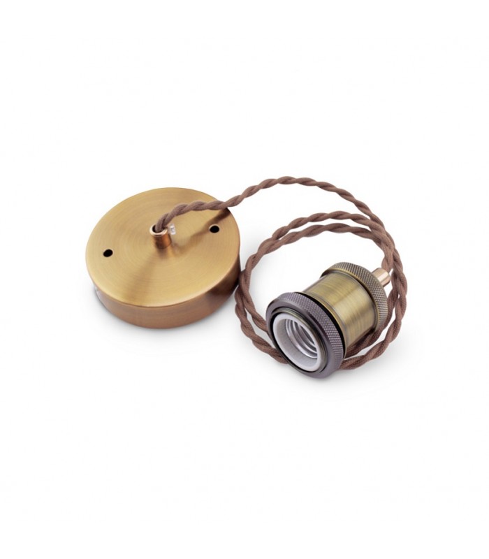 Portalámparas Colgante Latón 1xE27 Cable Trenzado Dorado