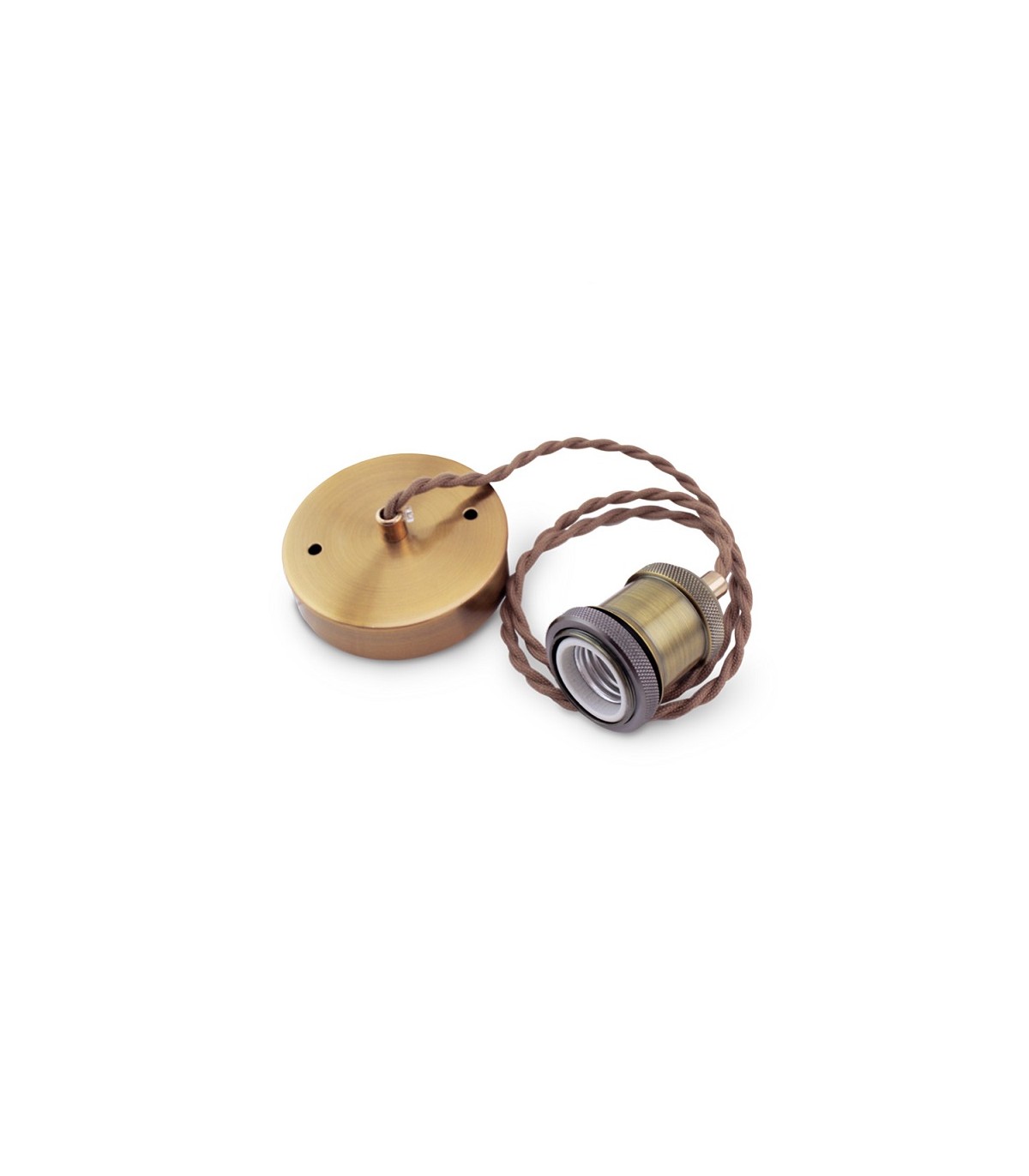 Portalámparas Colgante Latón 1xE27 Cable Trenzado Dorado