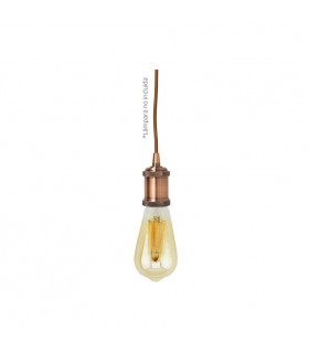 Portalámparas Colgante Cobre 1xE27 Cable Marrón