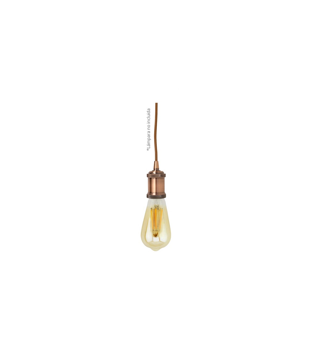 Portalámparas Colgante Cobre 1xE27 Cable Marrón