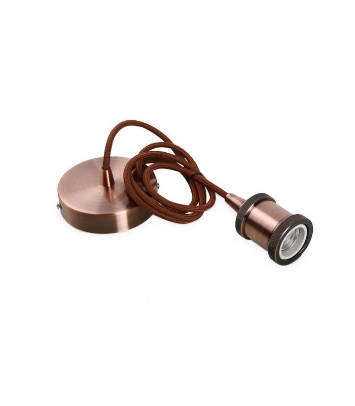 Portalámparas Colgante Cobre 1xE27 Cable Marrón