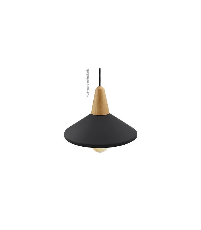 Lámpara Colgante Plate E27 Negro/Madera