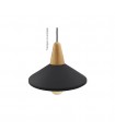 Lampara Colgante Plate E27 1M Madera + Negro