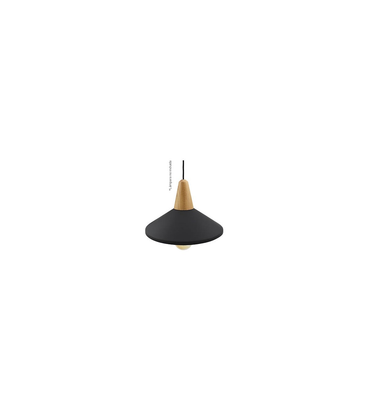 Lámpara Colgante Plate E27 Negro/Madera