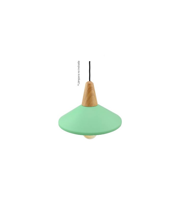 Lámpara Colgante Plate E27 Verde/Madera