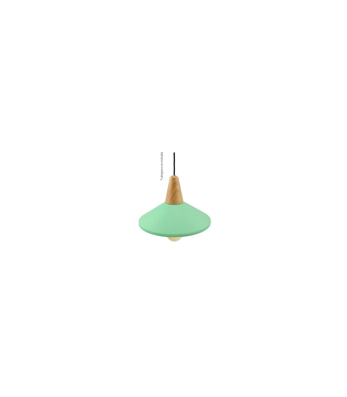Lámpara Colgante Plate E27 Verde/Madera