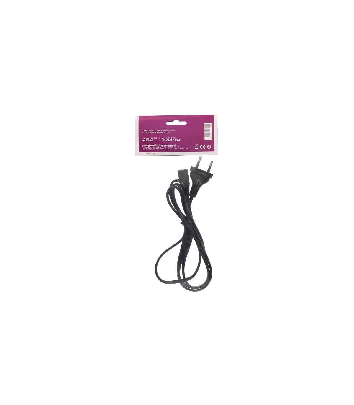Cable Alimentacion AC006 (2x0.75mm) 1.5m Negro
