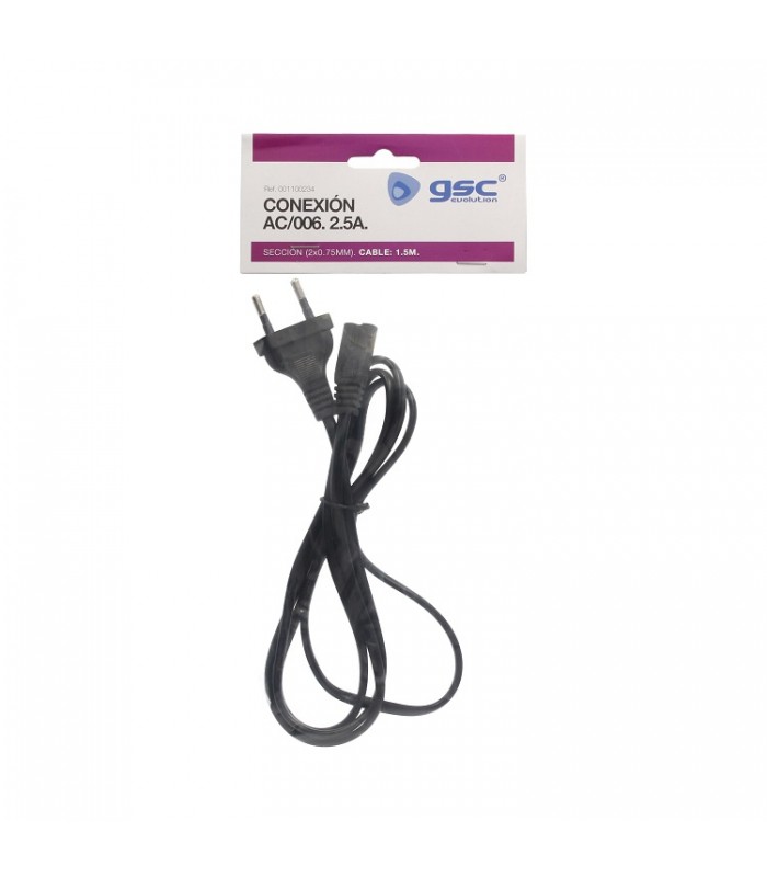 Cable Alimentacion AC006 (2x0.75mm) 1.5m Negro