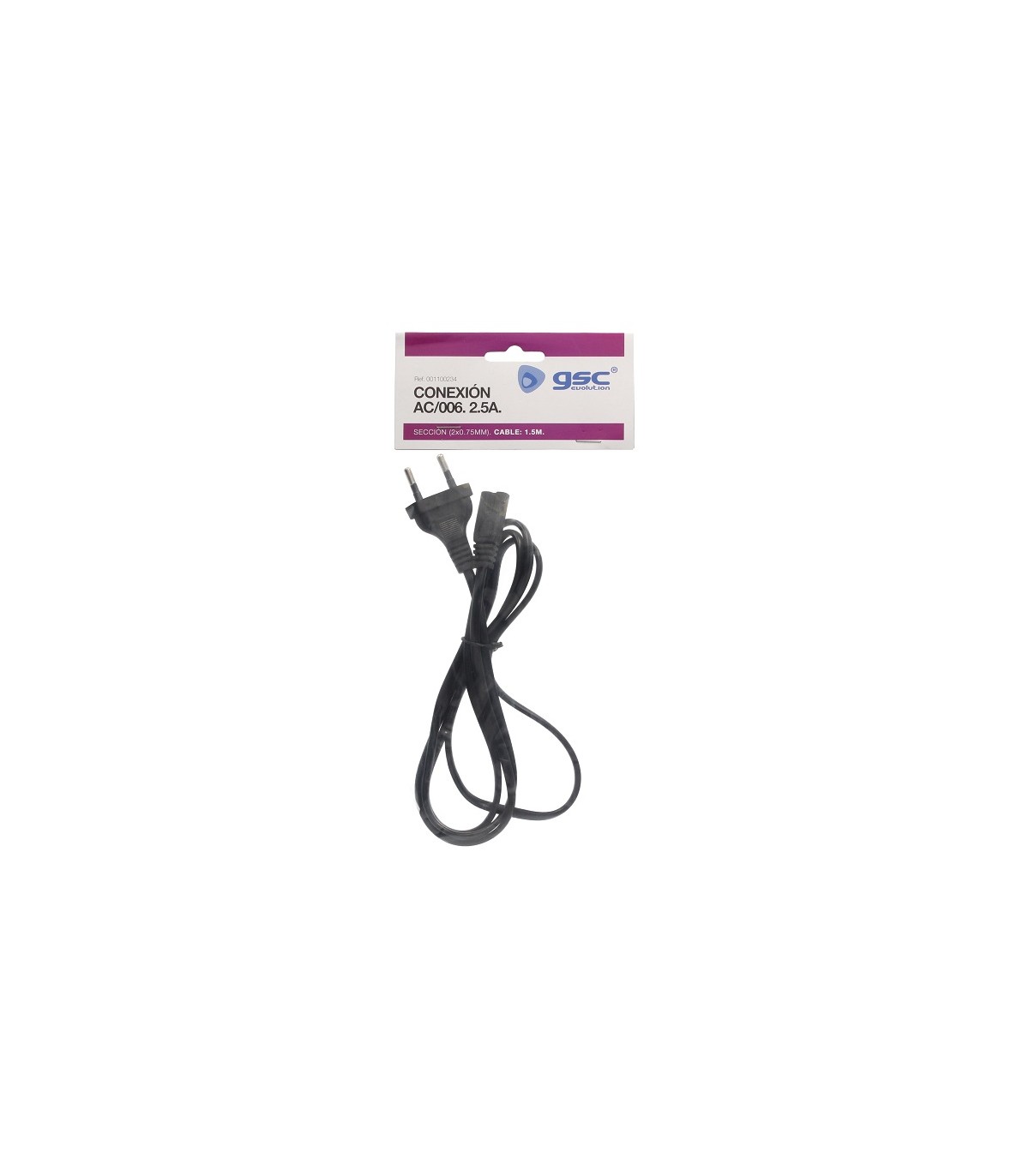 Cable Alimentacion AC006 (2x0.75mm) 1.5m Negro