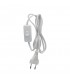 Cable Conexión plano + Interruptor (2x0.75mm) 1.5m Blanco