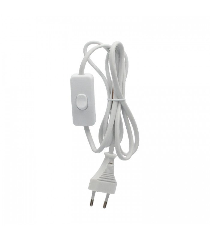 Cable Conexión plano + Interruptor (2x0.75mm) 1.5m Blanco