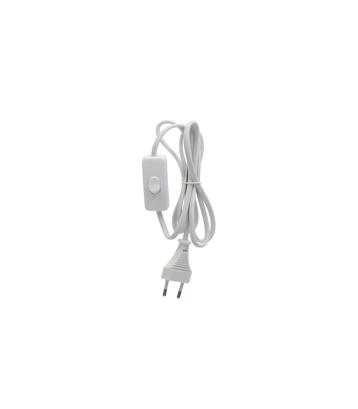 Cable Conexión plano + Interruptor (2x0.75mm) 1.5m Blanco