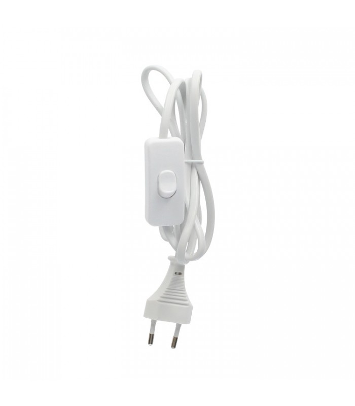 Cable Conexión plano + Interruptor (2x0.75mm) 1.5m Blanco