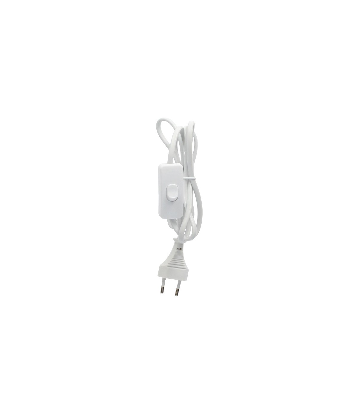 Cable Conexión plano + Interruptor (2x0.75mm) 1.5m Blanco