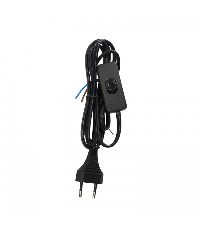 Cable Conexión plano + Interruptor (2x0.75mm) 1.5m Negro