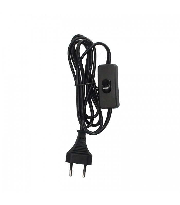 Cable Conexión plano + Interruptor (2x0.75mm) 1.5m Negro