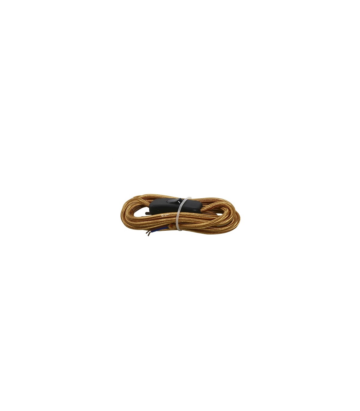 Conexión + Interruptor (2x0.75mm) 1.5m Textil Dorado