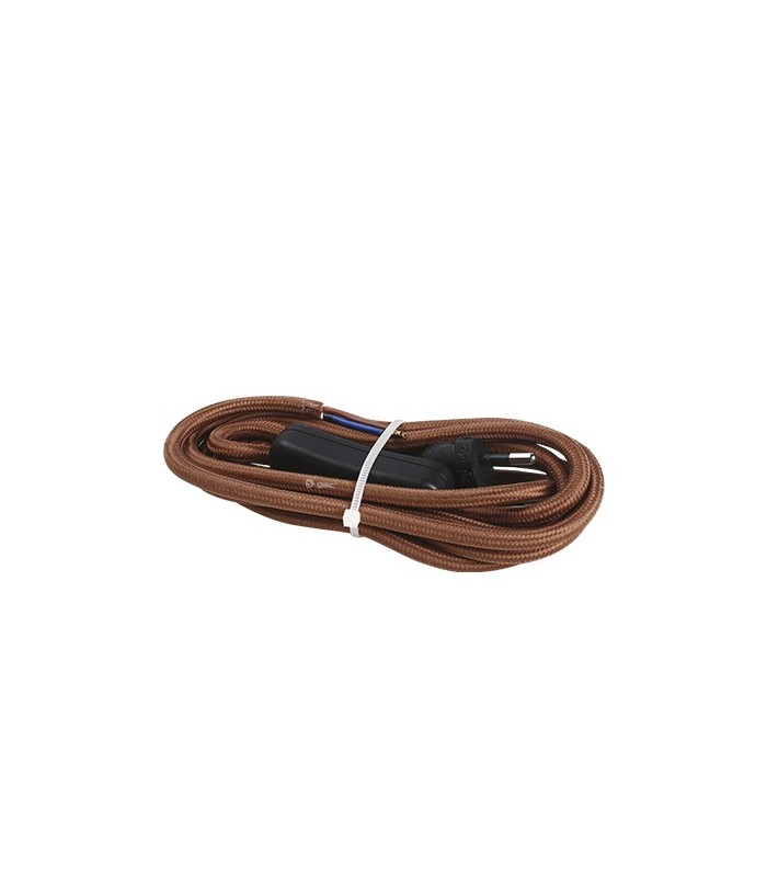 Conexión + Interruptor (2x0.75mm) 1.5m Textil Marrón