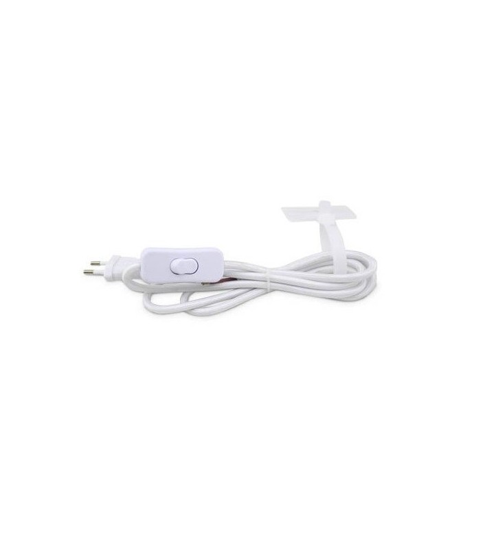 Cable Textil 1.5M (2x0.75mm) Clavija+Interruptor Blanco