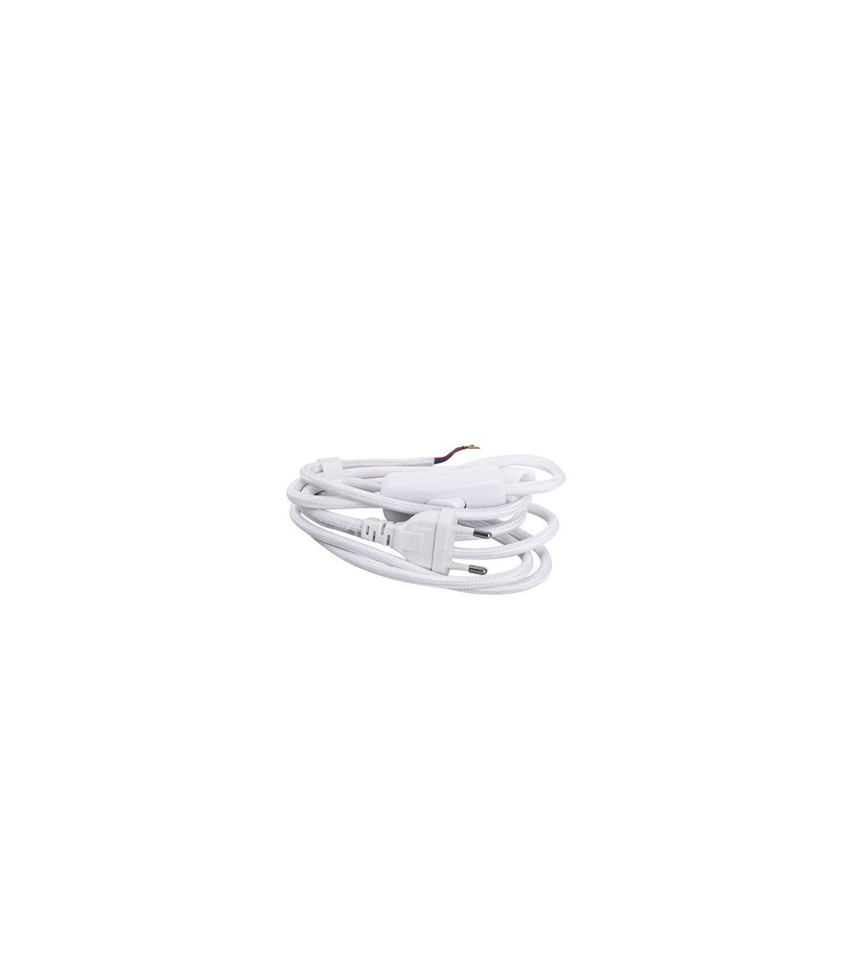 Conexión + Interruptor (2x0.75mm) 1.5m Textil Blanco