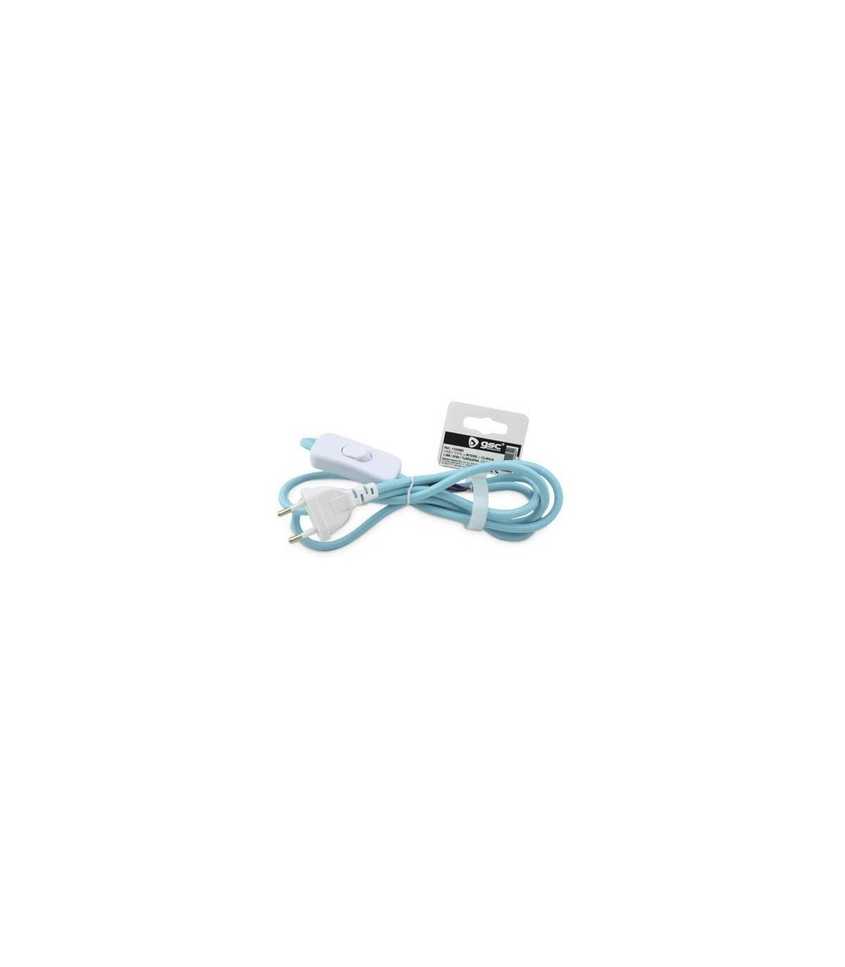 Cable Textil 1.5M (2x0.75mm) Clavija+Interruptor Turquesa