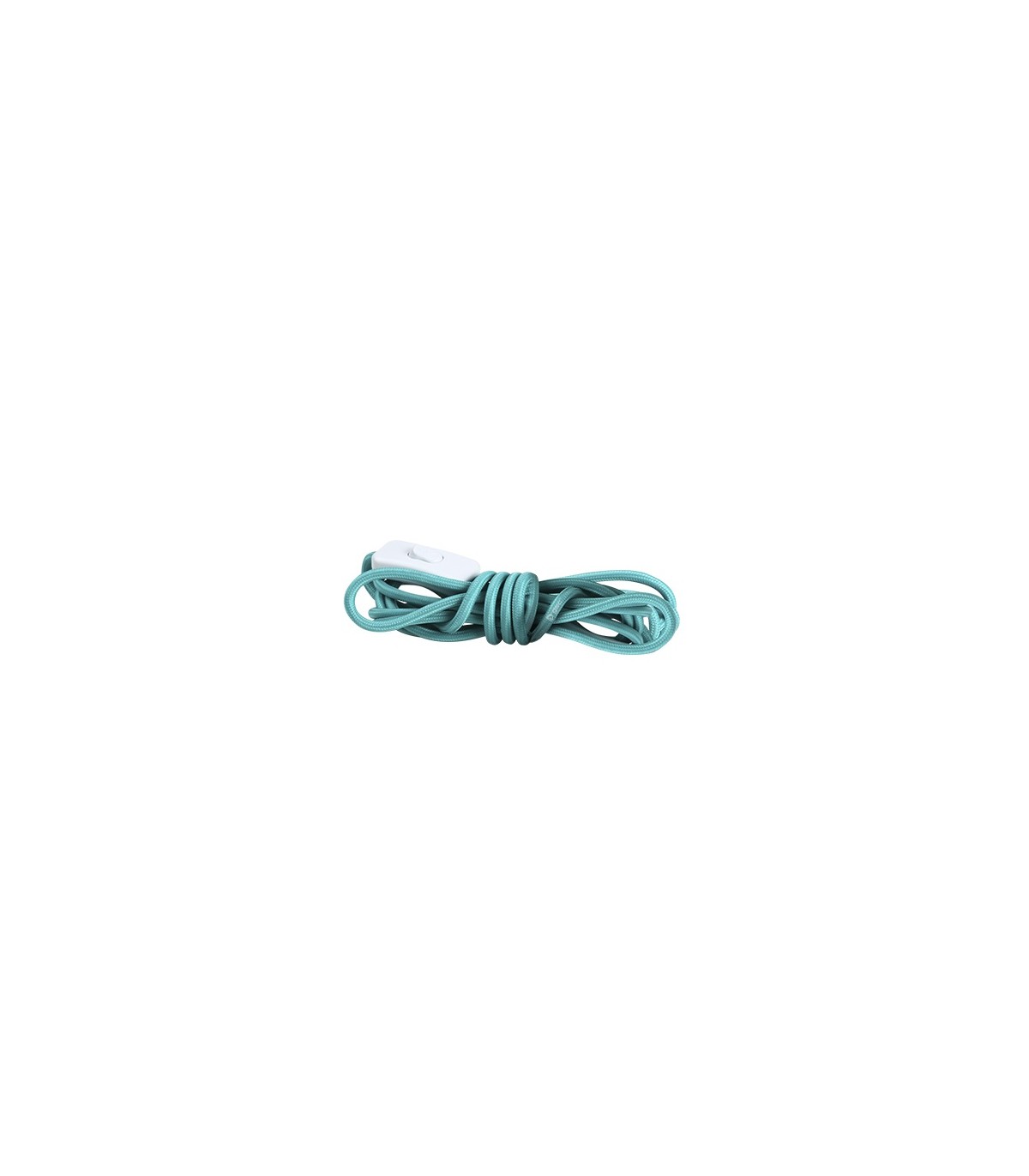 Conexión + Interruptor (2x0.75mm) 1.5m Textil Turquesa