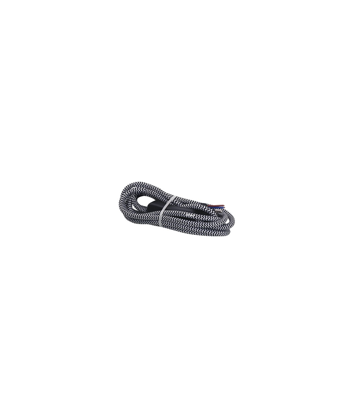 Conexión + Interruptor (2x0.75mm) 1.5m Textil Negro/Blanco