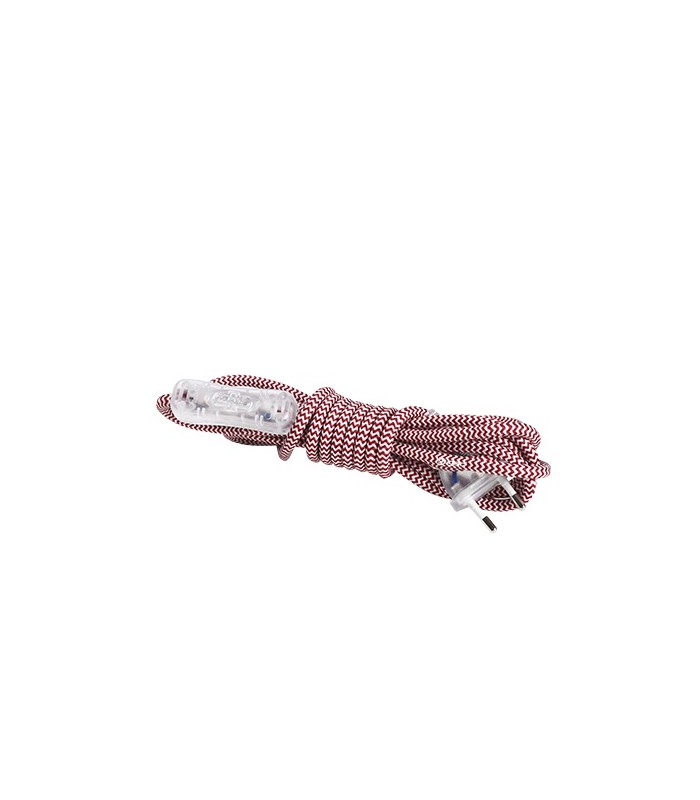 Conexión + Interruptor (2x0.75mm) 1.5m Textil Rojo/Blanco