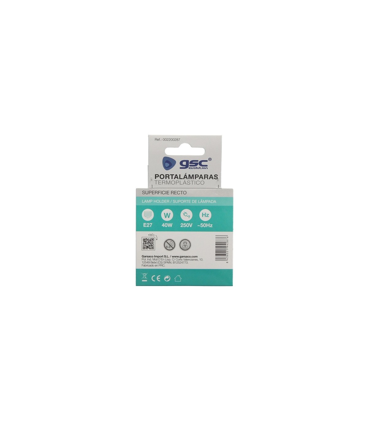 Portalámparas Superficie Recto E27 4A 250V
