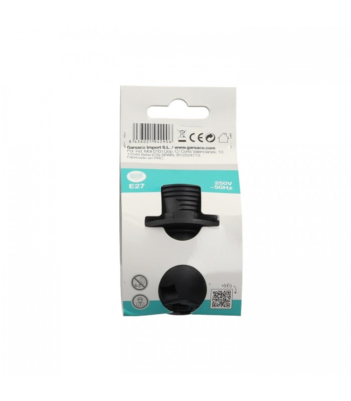 Portalámparas Con Rosca E27 4A 250V Negro