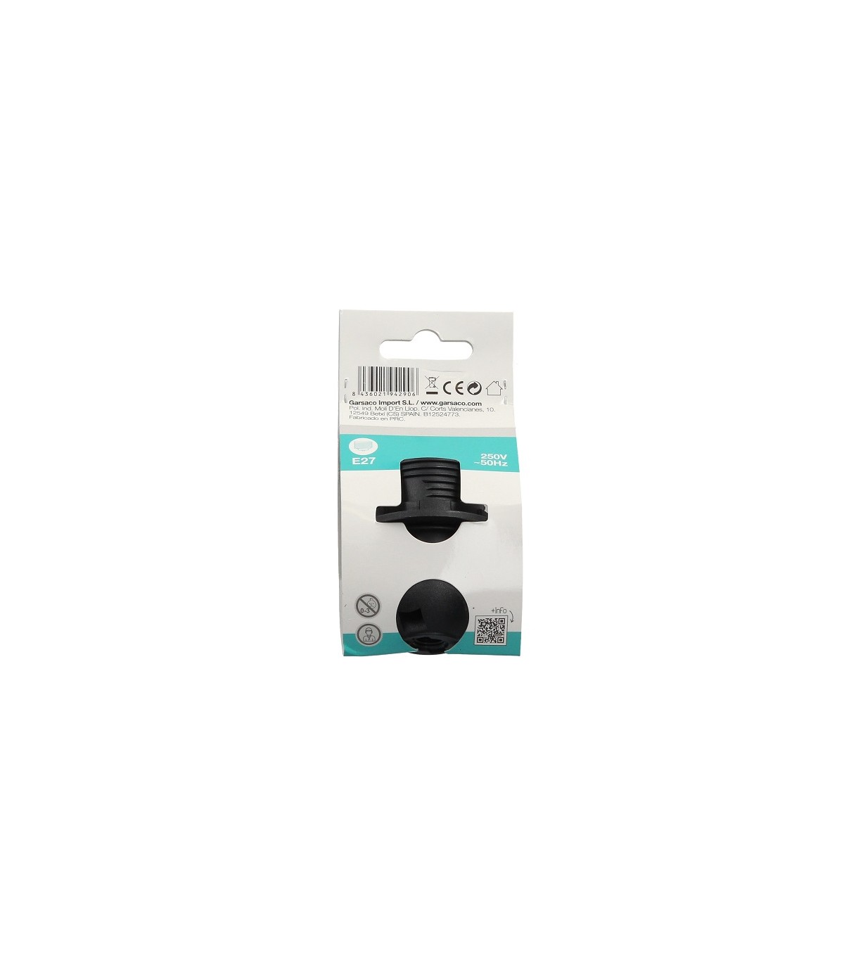 Portalámparas Con Rosca E27 4A 250V Negro