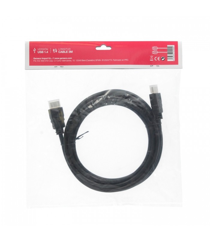 Cable Conexión HDMI-HDMI V1.4 Negro 3M