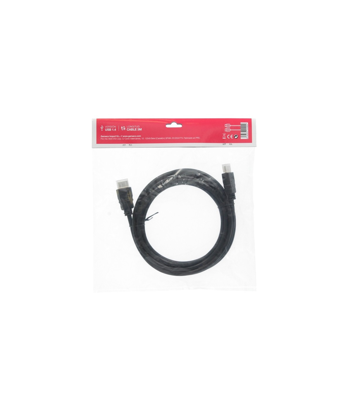 Cable Conexión HDMI-HDMI V1.4 Negro 3M