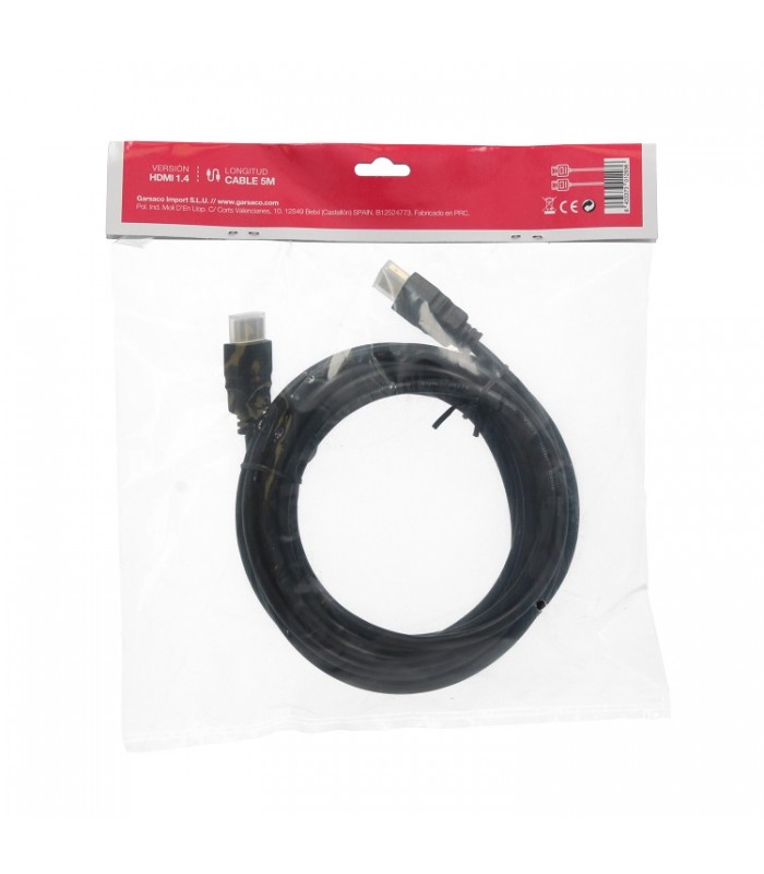 Cable Conexión HDMI-HDMI V1.4 Negro 5M