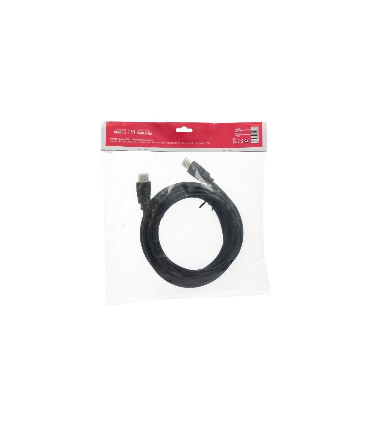 Cable Conexión HDMI-HDMI V1.4 Negro 5M