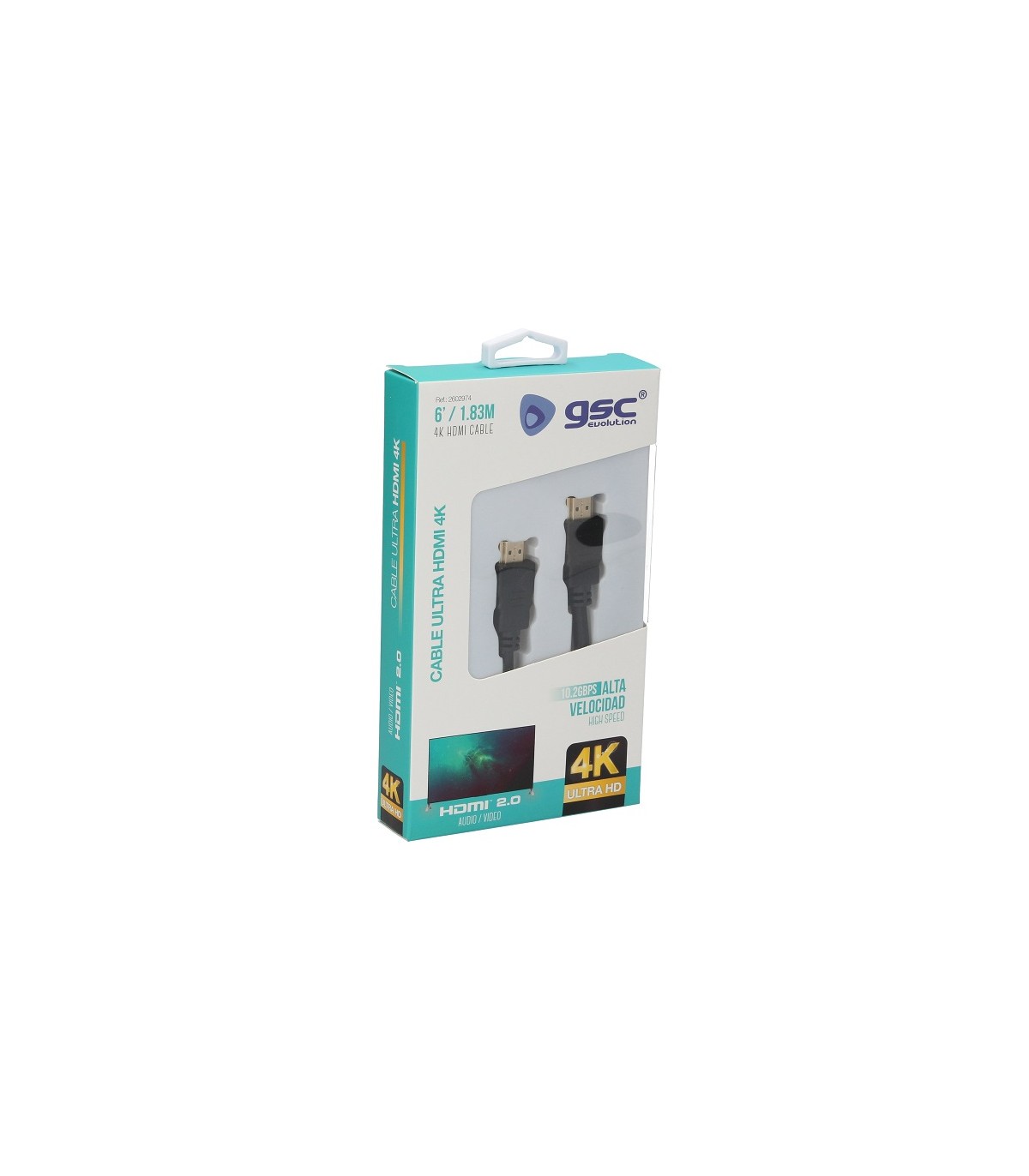 Cable Conexión HDMI-HDMI V2.0 Negro 1.8m 4K