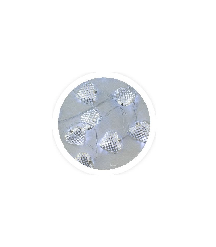 Corazones Led Plateados 1.5m 8 2xAA IP20