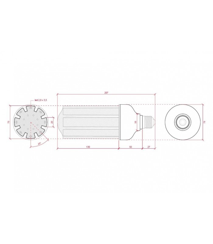 Bombilla LED EPISTAR 30W 2.600Lm E27 IP25