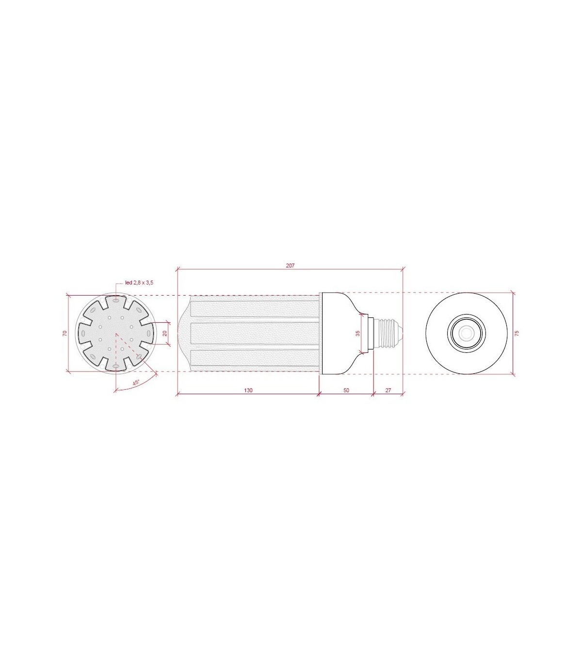 Bombilla LED EPISTAR 30W 2.600Lm E27 IP25