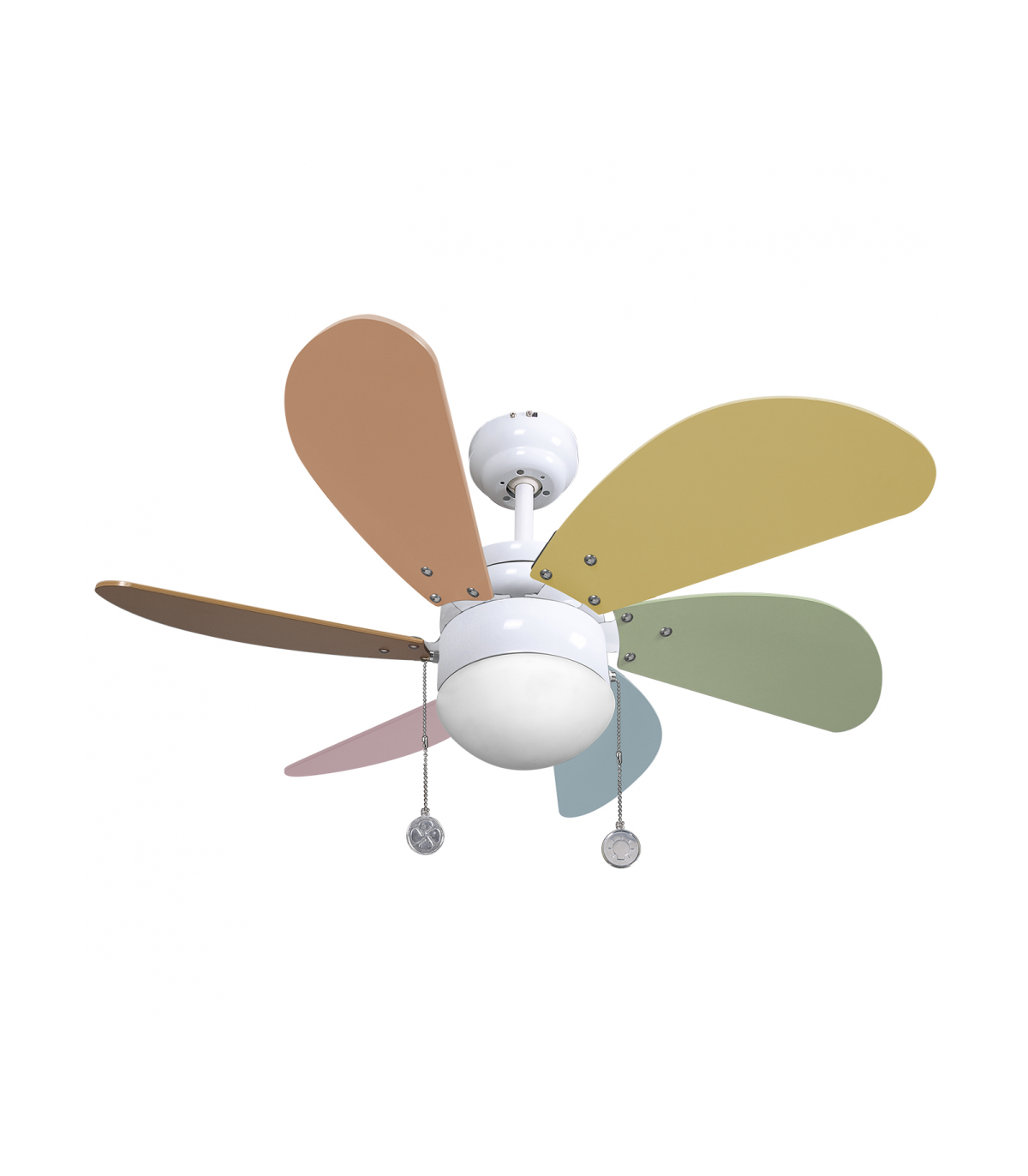 Ventilador Blanco Delfín 6 Aspas C. Pastel 1xE27 3 Veloc.