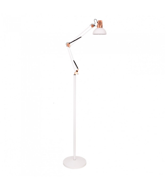 Flexo De Pie Rutilo Articulable 1xE27 Blanco / Cobre
