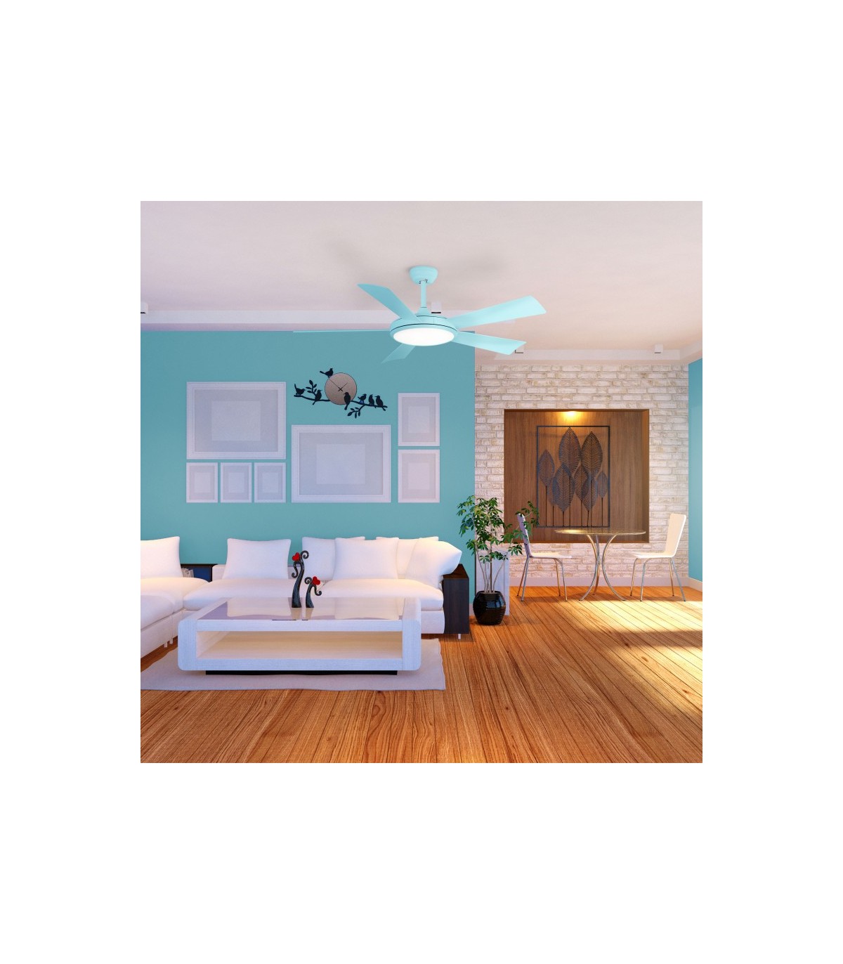 Ventilador DC Bernat APP 18W 1600LM 5 Aspas Azul 5Veloc.
