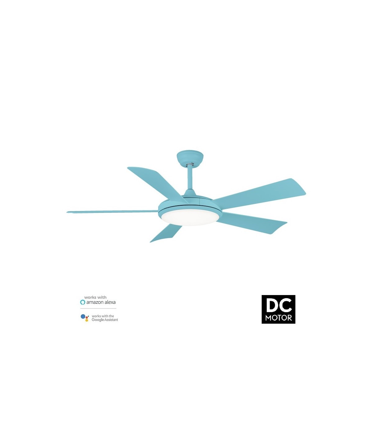 Ventilador DC Bernat APP 18W 1600LM 5 Aspas Azul 5Veloc.