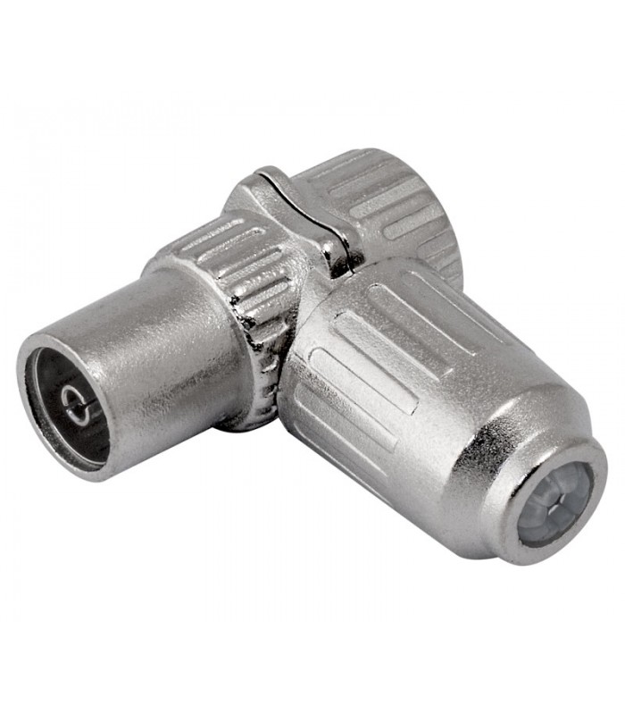 Conector Hembra TV Acodado Metálico 9.5mm