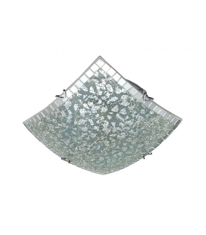 Plafón Cuadrado Carbono Cromo 3xE27 40x40
