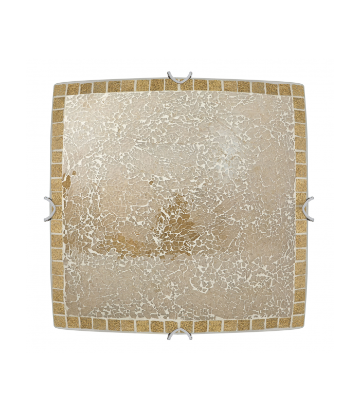 Plafón Cuadrado Carbono Ámbar 3xE27 40x40
