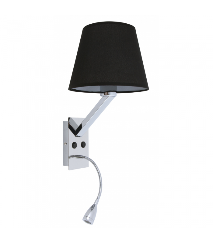 Aplique Arquetipo 3W 240LM 1xE27 Con Interruptor Cromo/Pant Negra